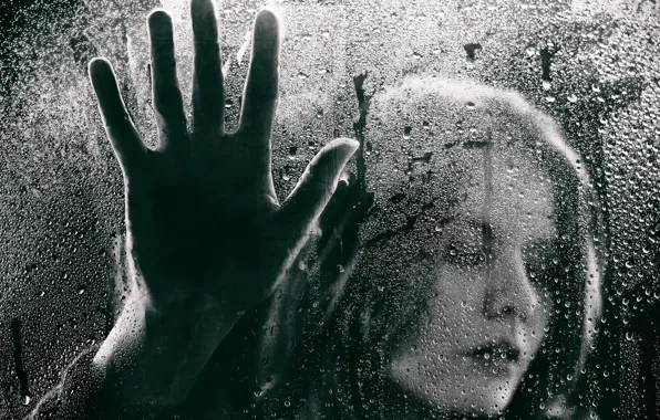 Glass, girl, drops