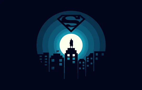 Night, the city, silhouette, superman