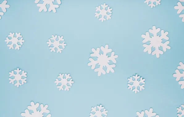 Winter, snowflakes, background, blue, Christmas, blue, winter, background