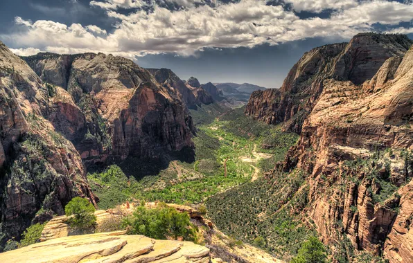 Nature, canyon, gorge, Zion National Park