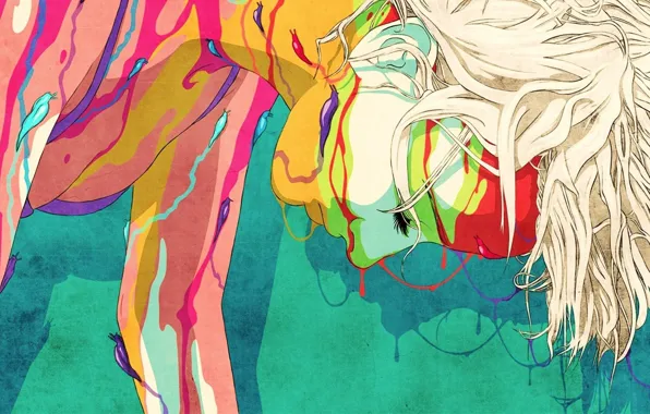 Abstract, animation, woman, art, Colours, slugs