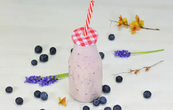 Picture flowers, berries, bottle, food, blueberries, tube, yogurt