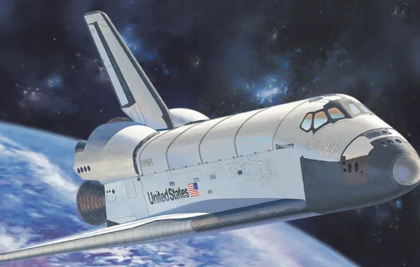Space, art, painting, aviation, Space Shuttle Orbiter