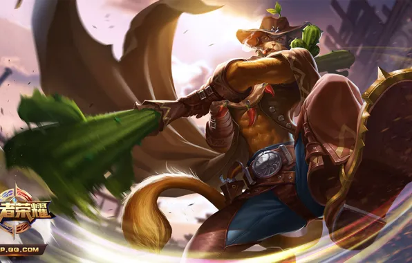 Fantasy, the game, hat, warrior, monkey, cowboy, King of Glory