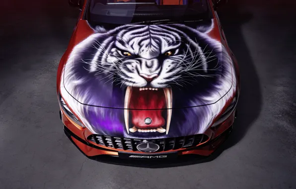 Mercedes-Benz, Tiger, Mouth, Fangs, Palace, Hatchback, Airbrushing, Mercedes-AMG