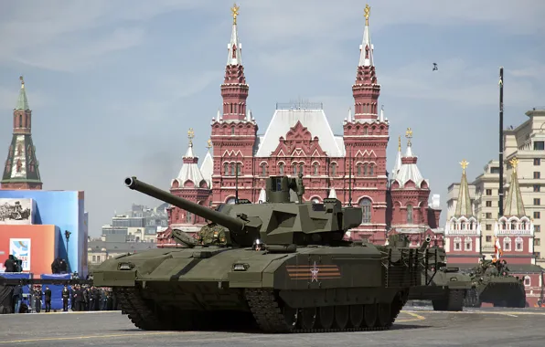 Picture holiday, victory day, parade, red square, battle tank, Armata, T-14