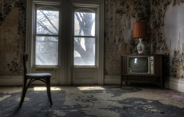 Picture TV, window, chair