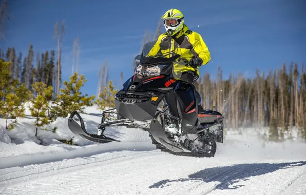 Picture Jump, Black, Snowmobile, Ski Doo