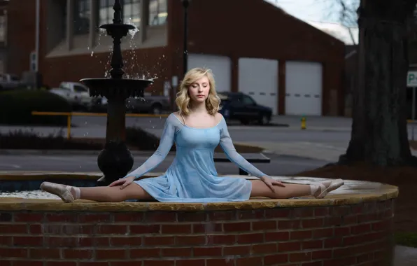 Picture girl, mood, the situation, dress, fountain, ballerina, twine, Pointe shoes