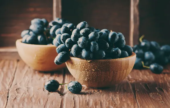 Drops, wet, berries, table, food, grapes