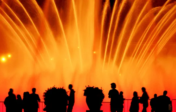 Night, Lima, fountain, night, Peru, Peru, Lima, fountain