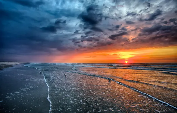 Picture sand, sea, beach, the sky, the sun, landscape, sunset, nature