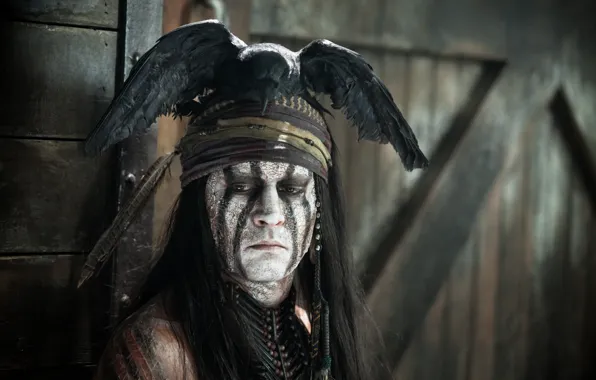 Johnny Depp, man, actor, Johnny Depp, The Lone Ranger, The lone Ranger, Tonto