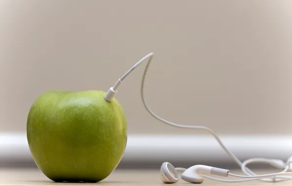 Picture macro, Apple, headphones