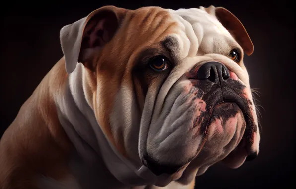Look, face, portrait, dog, bulldog, AI art, neural network