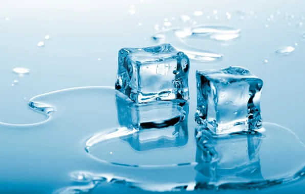 Ice, water, cubes