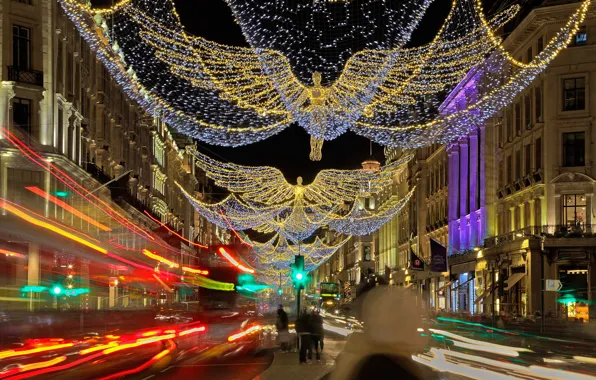 Picture lights, holiday, England, London, Christmas, Regent street