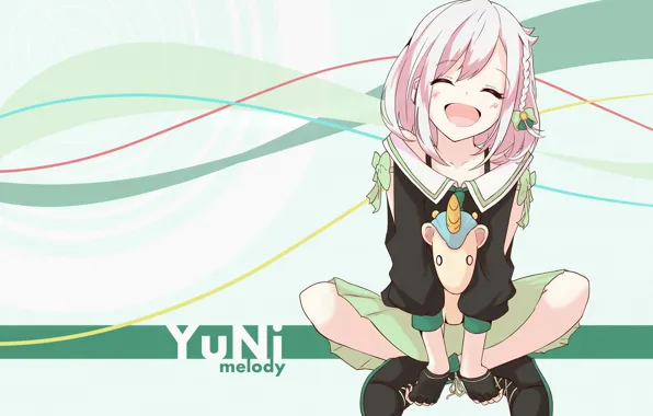 Background, girl, sitting, Vocaloid, Vocaloid, pink hair