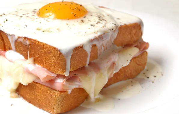 Scrambled eggs, sandwich, mayonnaise, toast