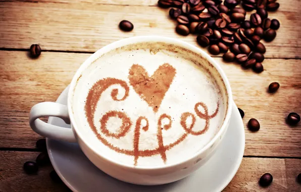 Picture love, heart, coffee, grain, Cup, love, heart, coffee