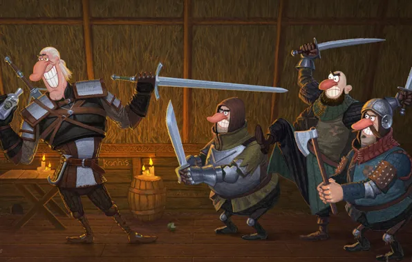 Battle, The bandits, Geralt of Rivia, The Witcher 3 Wild Hunt, The Witcher 3 Wild …