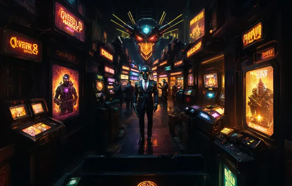 Night, the city, robots