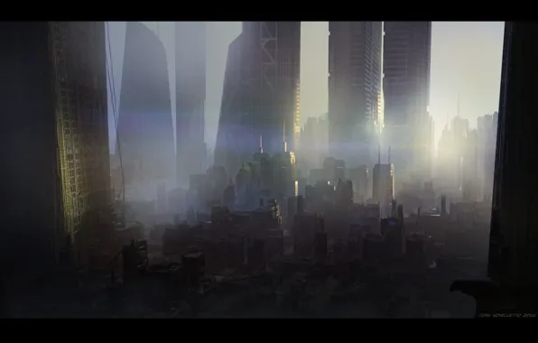 Picture the city, building, sci fi cityscape