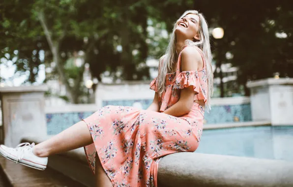 Picture summer, girl, laughter, blonde, laughs