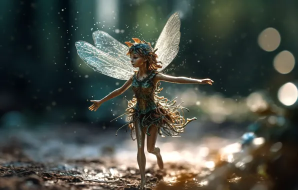 Girl, Wings, Fairy, Digital art, AI art, The Art of Artificial Intelligence, Neural network