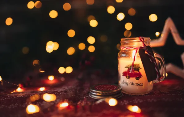 Glass, light, lights, the dark background, holiday, candle, Christmas, Bank