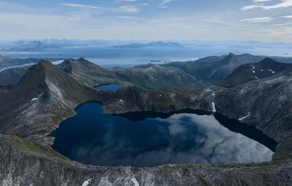 The sky, mountains, lake, panorama