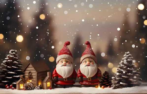 Toys, Christmas, dwarves, New year, Santa Claus, Santa Claus, AI art, neural network