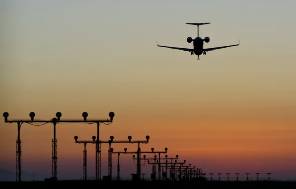 Aviation, sunset, the plane