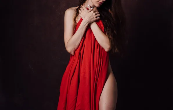 The dark background, red, brunette, Natasha, Andrey Rybalko
