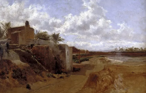 Landscape, picture, Carlos de Haes, House in Elche