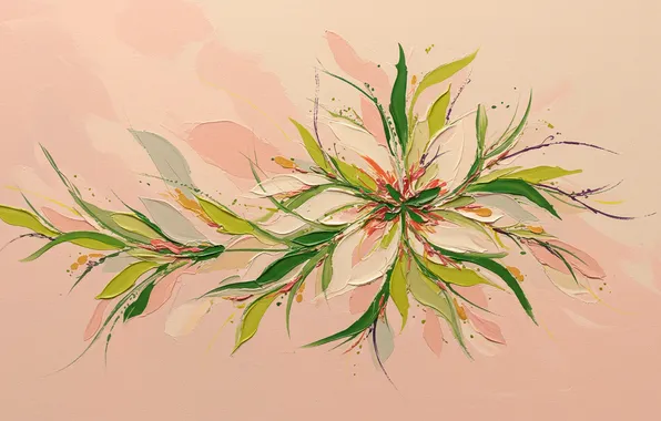 Leaves, flowers, abstraction, paint, colors, spring, abstract, art
