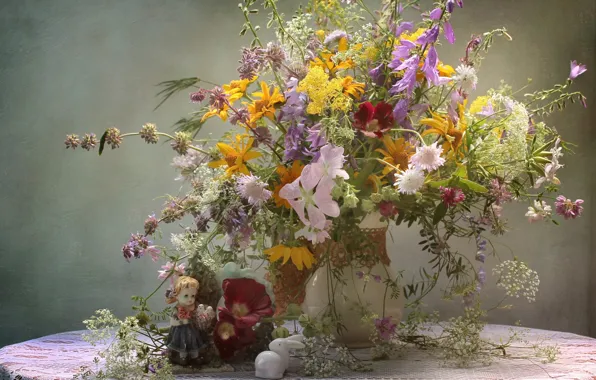 Picture summer, bouquet, figurine, field