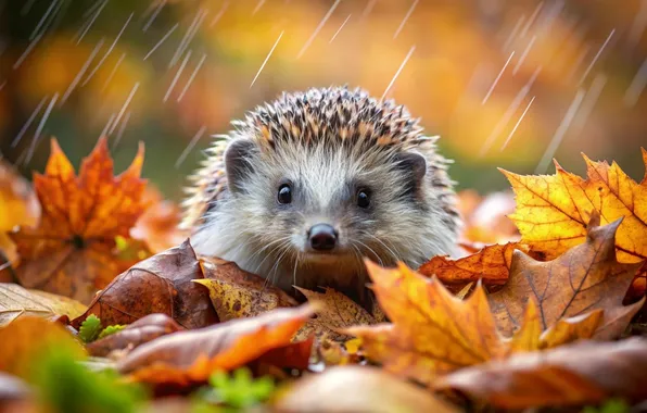 Autumn, look, leaves, drops, nature, rain, glade, foliage
