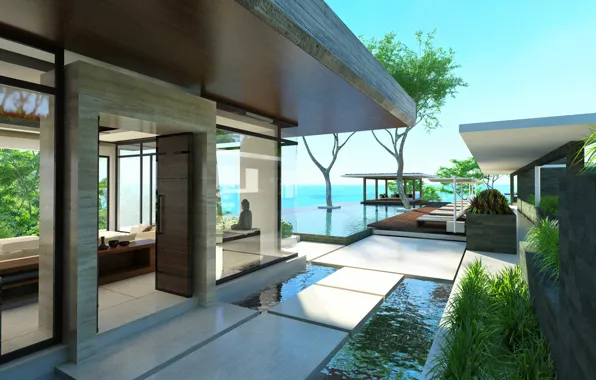 Picture design, Villa, pool, terrace, ocean views