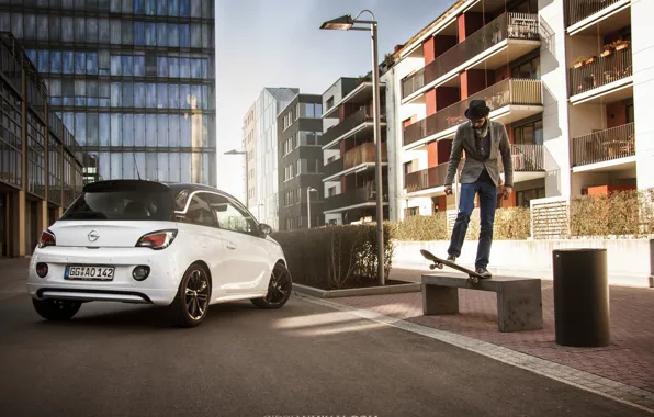 Bench, the city, Opel, skate, Opel Adam Slam