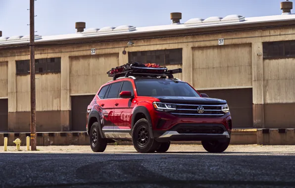 Volkswagen, Red, SEMA, Atlas, 2022, Volkswagen Atlas, SEMA 2022, Volkswagen Atlas Basecamp Camping Concept