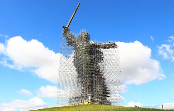 Clouds, Volgograd, Mamaev Kurgan, Scaffolding, Mamayev Kurgan, Reconstruction of the monument, The Motherland calls, The …
