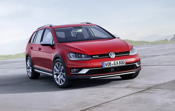 Picture red, Volkswagen, plate, universal, 2014, Golf Alltrack