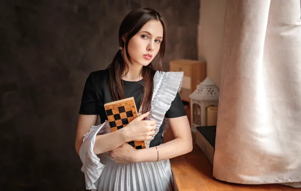 Look, pose, model, skirt, portrait, makeup, Mike, chess