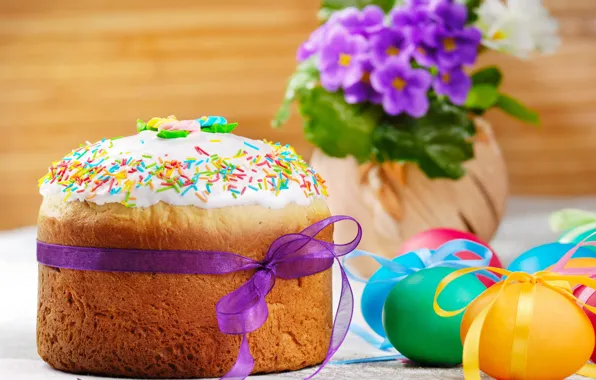 Eggs, spring, Easter, cake, flowers, spring, eggs, easter