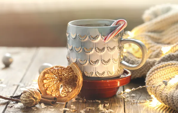 Light, Board, scarf, walnut, Christmas, mug, cane, New year