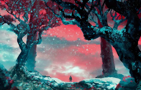 Forest, Warrior, Red, Warrior, Forest, Sekiro, Sekiro: Shadows Die Twice