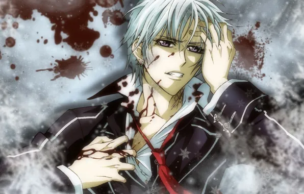 anime vampire boy with white hair