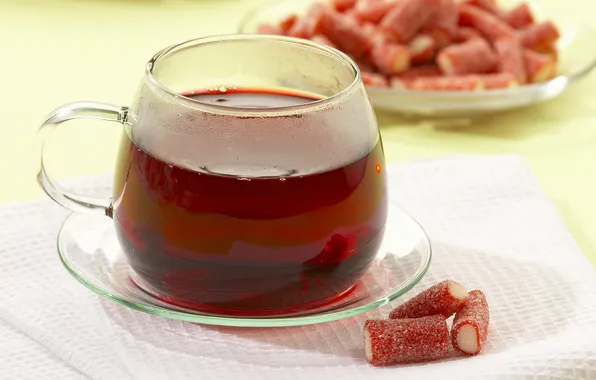 Tea, plate, candy, Cup, saucer