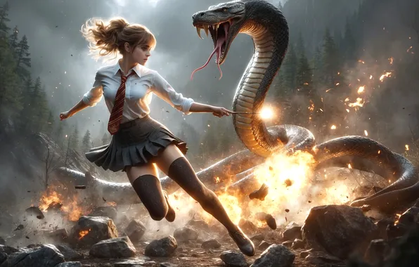Fire, the film, snake, Harry Potter, the battle, Hermione Granger